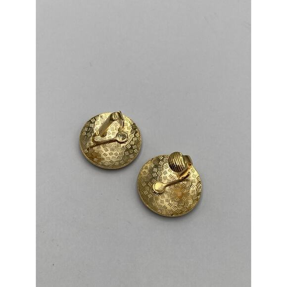 Cloisonné Earrings Clips Clip Ons Gold Tone on the card - Picture 8 of 10